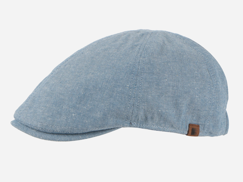 Brim&Brawn Flat Cap in Light Blue Cotton