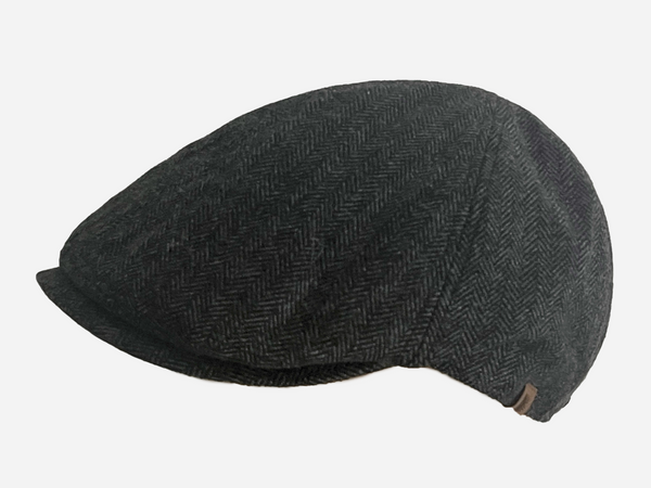Brim&Brawn Flat Cap in Dark Grey Wool