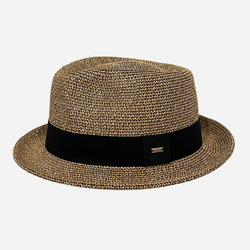 Trilby Style Straw Hat Brown