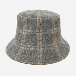 Wool Bucket Hat Check Grey