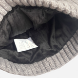 Beanie with Double Pompom and Soft Lining Grey