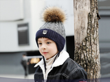 KB111 Kids Beanie with Pompom Lined Grey