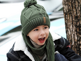 KB107 Kids Beanie with Pompom Lined one Set with Scarf