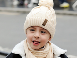 KB107 Kids Beanie with Pompom Lined one Set with Scarf