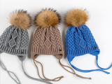 KB110 Kids Beanie with  Pompom and Soft Lining Blue