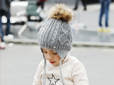 KB110 Kids Beanie with  Pompom and Soft Lining Blue