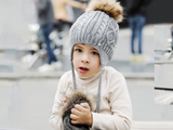 KB110 Kids Beanie with  Pompom and Soft Lining Grey
