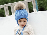 KB110 Kids Beanie with  Pompom and Soft Lining Grey