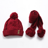 KB107 Kids Beanie with Pompom Lined one Set with Scarf