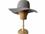 Crocheted Raffia Straw Floppy Hat Grey