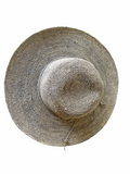 Crocheted Raffia Straw Floppy Hat Grey
