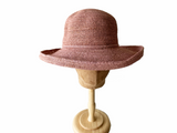Crochet Raffia Straw Floppy Hat Coral