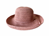 Crochet Raffia Straw Floppy Hat Coral