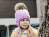 KB108 Kids Beanie with Pompom with Soft Lining Pink