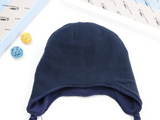 KB101 Kids Beanie with Pompom Lined in Navy with 2 sizes