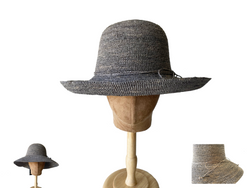 Crochet Raffia Straw Bucket Hat Grey