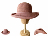 Crochet Raffia Straw Floppy Hat Coral
