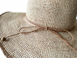 Crocheted Raffia Straw Floppy Hat Natural Color