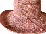 Crochet Raffia Straw Floppy Hat Coral